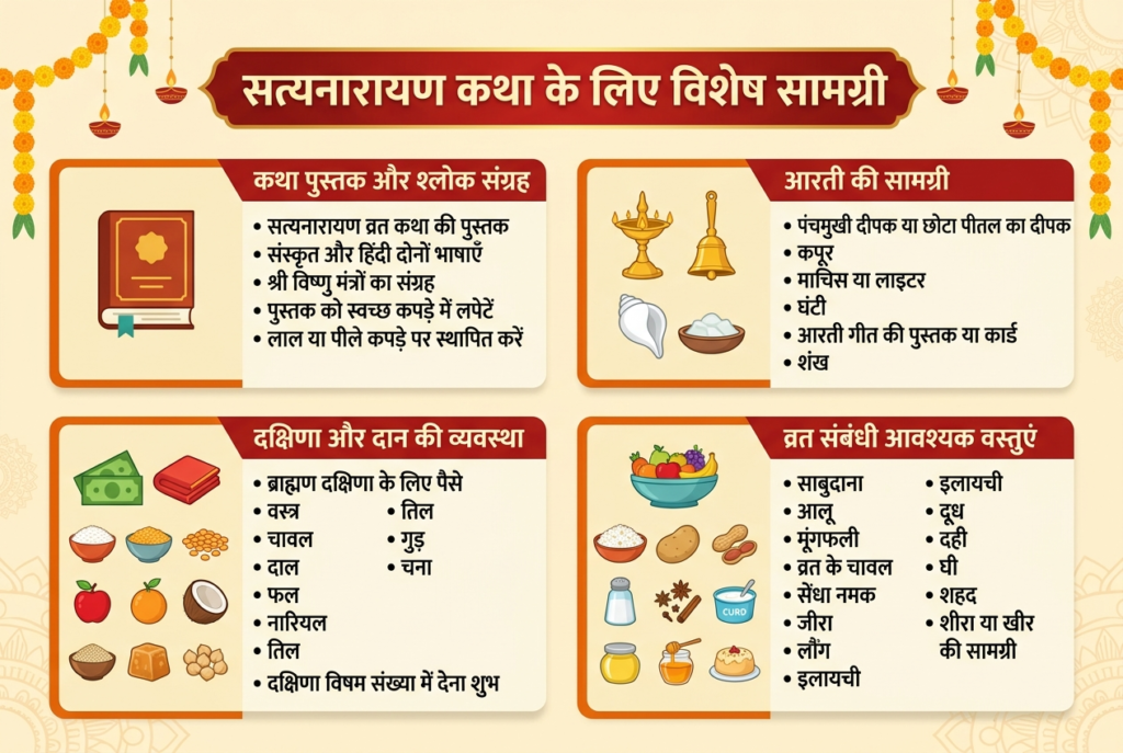 सत्यनारायण कथा के लिए विशेष सामग्री